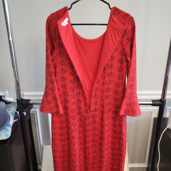 Boden Newlyn Jersey Jacquard Dress Cotton Blend Red & Navy Sz 8L - Picture 7 of 16